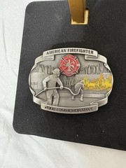 American Fire Fighter Belt Buckle SiskiYou 2008 Made in USA, Pewter #717/10,000