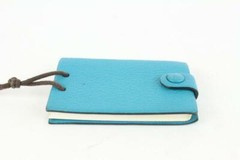 Hermès Blue Chevre Mini Note Cards with 925 Silver Pencil 1012h27
