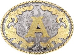Initial Letters ABCDJS to Z Cowboy Rodeo Unisex Fashion Medium Gold Belt Buckles