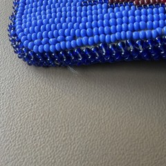 Vintage Hand Made Native American Tribal Leather Back Seed Bead Belt Buckle