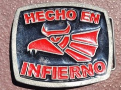 Hecho en INFIERNO Mexico Belt Buckle New Mexican Men Women Red MetWestern