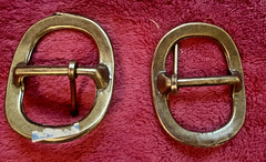 Brass Belt Buckles, Two (2), used, nice, 2 inch by 2 1/4 inch,