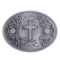 Cross Belt Buckle Western Cowboy Christian Pray (CR-06-S)