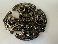 Many Skulls Maltese Iron Cross Artisan Cast? Awesome RARE Unknown! Belt Buckle