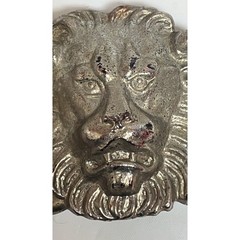 Vintage Silver-Toned Lion Head Belt Plate / Home Decor Collectible