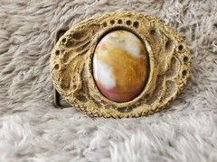 belt buckles for men vintage – Pourous stone base with polished stone inset