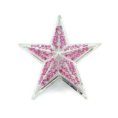 Bling 3D Pink Rhinestones Famous Nautical Star Metal HIP HOP Silver Belt Buckle