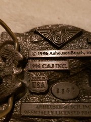 VINTAGE BUDWEISER BUCKLE CLYDESDALES KING OF BEERS EMBOSSED WAGON VGC
