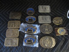 LOT OF 14 belt buckles Chrome BRASS metal Some New Some Old one is not a buckle