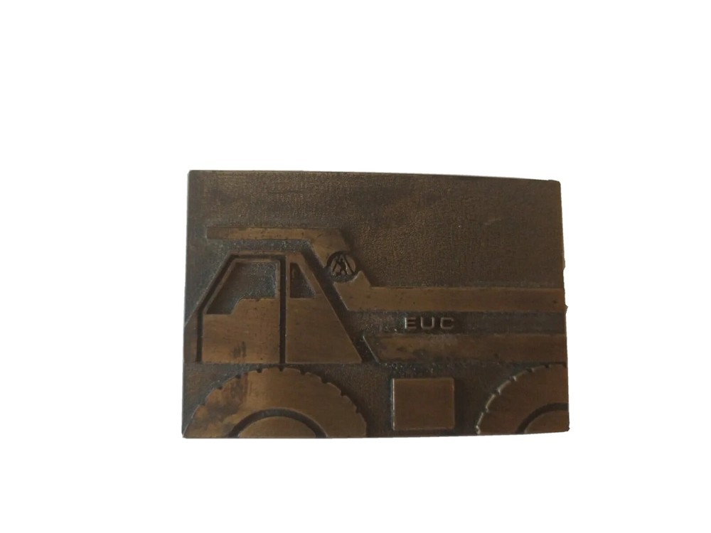 VTG RJ Brass Belt Buckle ECU Transportation Hauling Earth Moving Truck Good Cond