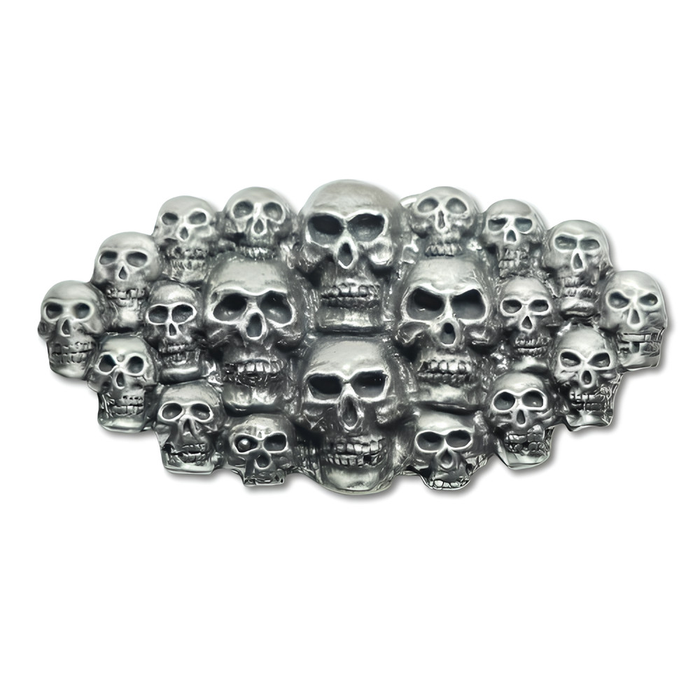 Multi Skull Belt Buckle UK Pewter Large Buckle Biker Punk 20 Skulls Buckle Only