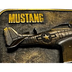 Vintage 1981 The Buckle Connection P-51 Mustang Airplane Belt Buckle Brass Tone