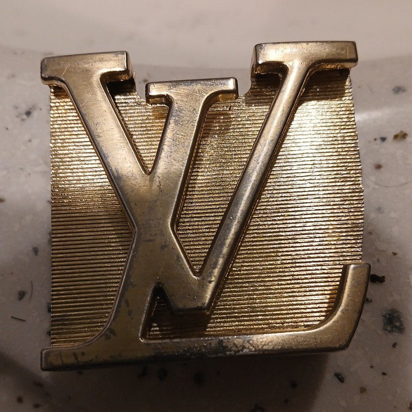 Louis Vuitton LV Logo Gold Metal Interchangeable Men&rsquo;s Belt Buckle Fits 1.5in