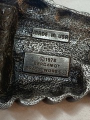 VINTAGE Locomotive METAL BELT BUCKLE Bergamot Brass Works 1978