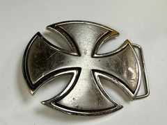 Maltese Iron Cross Religious Gothic Punk Vibe Silver Color Cutout Belt Buckle