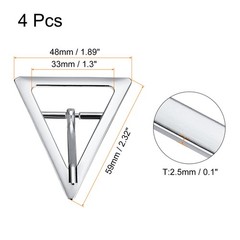 4Pcs 1.3&Prime; Single Prong Belt Buckle Triangle Center Bar Buckles for Belt, White