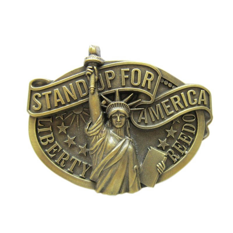 Statue of Liberty Stand Up For American Bronze Metal Belt Buckle