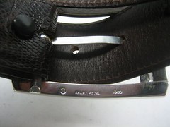 Sterling silver 925 buckle & loop, 44 grams w/Genuine Lizard 1.5  » belt U.S.A..