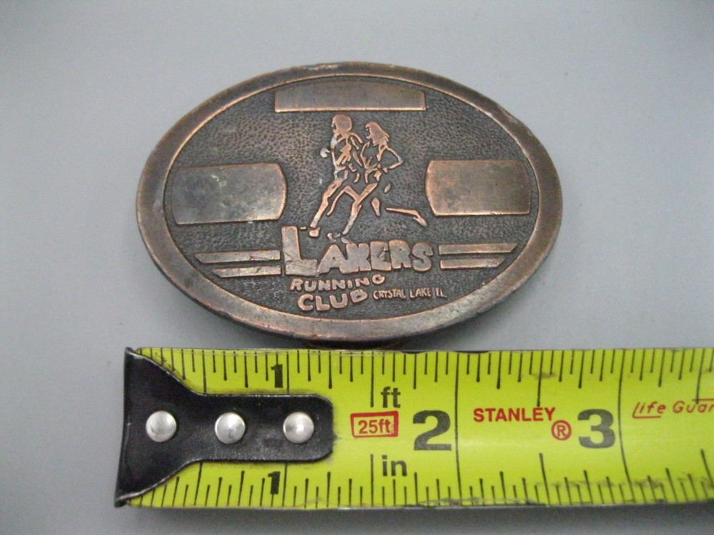 Vintage Lakers Running Club Crystal Lake IL Belt Buckle