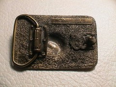 1988 BASS ANGLERS SPORTSMAN SOCIETY FISHING 3D LOOK METAL BRASS BELT BUCKLE!