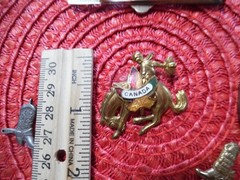 Vintage Anson COWBOY Tie Bar Clip Pin Brooch Lucky Horseshoe Boot WESTERN Rodeo