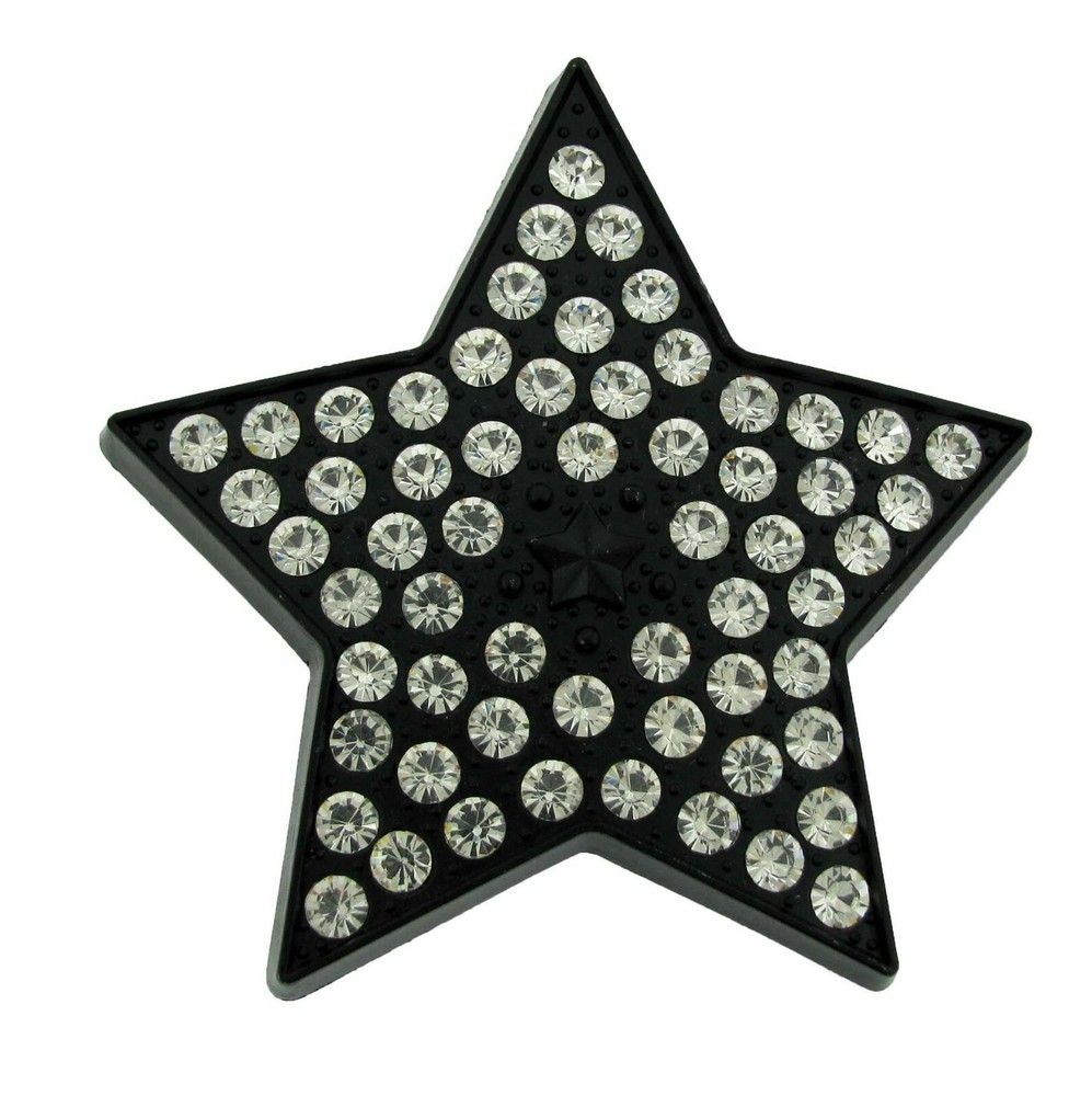 High-end Class New Big Star Belt Buckle Black Metal Rhinestones Out Blinged Rock