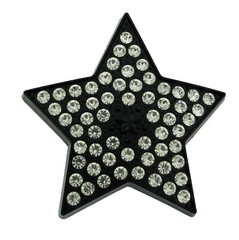 High-end Class New Big Star Belt Buckle Black Metal Rhinestones Out Blinged Rock