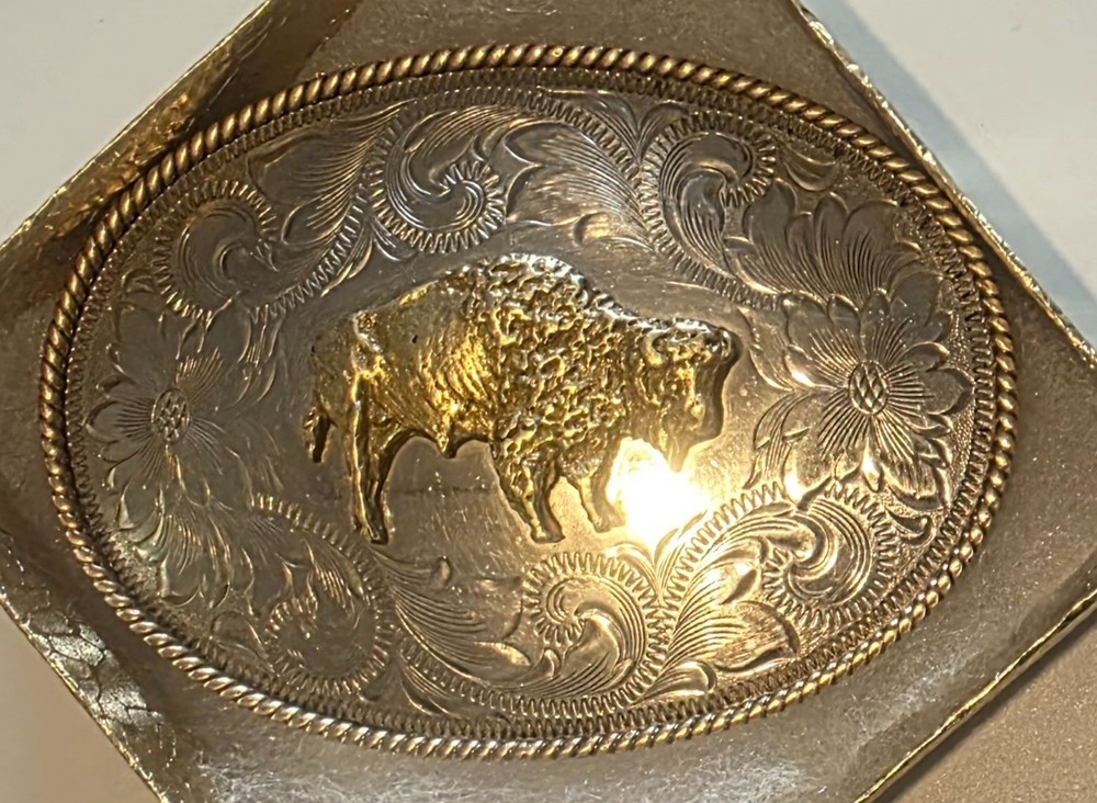 Vintage Metal Belt Buckle, Montana Silversmiths, Buffalo, Bison, Nature, Wild