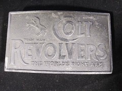 Vintage Collectible Pewter-Color « Colt Revolver » Lewis Belt Buckle