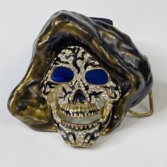 Skull Belt Buckle Grim Reaper Diamond (faux) Encrusted Bad A$$