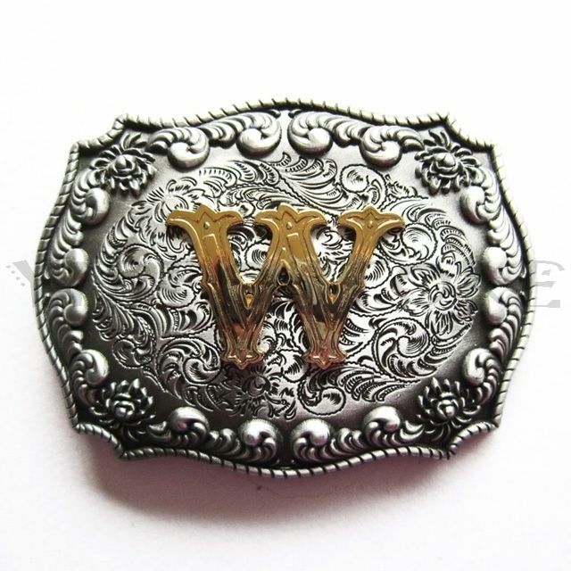Initial Letter « W » Cowboy Rodeo Western Metal Belt Buckle