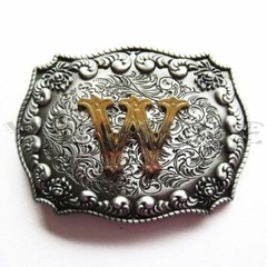 Initial Letter « W » Cowboy Rodeo Western Metal Belt Buckle
