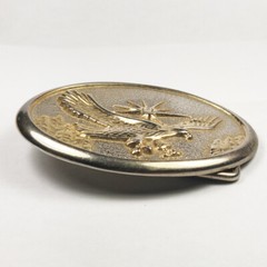 Vtg Flying Eagle Sun Tree Scenery Two Tone Belt Buckle