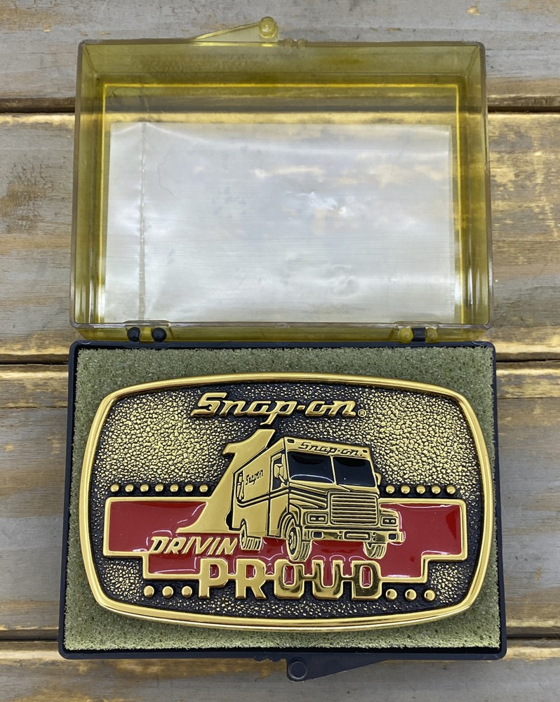VTG Snap On Tools Solid Brass Box Truck Drivin Proud Belt Buckle BTS Mechanic