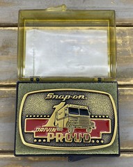 VTG Snap On Tools Solid Brass Box Truck Drivin Proud Belt Buckle BTS Mechanic