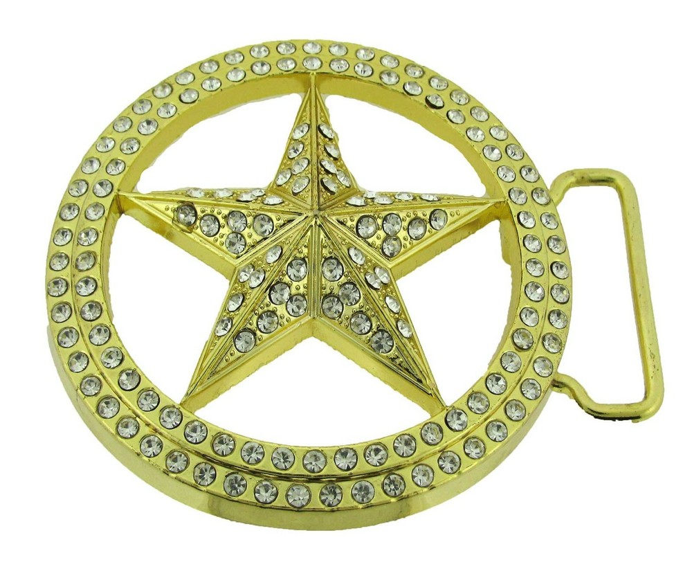 Star Belt Buckle Texas Lone Rodeo Western Gold Metal High-end Quality Badge