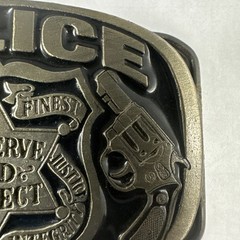 Metal Police Belt Buckle by Buckle Bakery 1988 #1654 Made in USA Serve & Protect