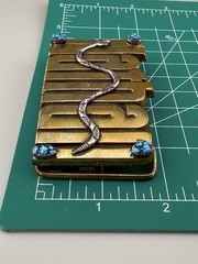 Nathan Snake Belt Buckle Solid Brass Turquoise Look Western Cowboy Vintage 1978