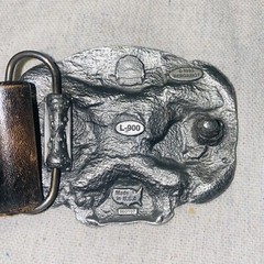 Vintage 1995 Bergamot Leather Embossed Train Belt Colored Railroad Buckle