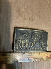 Used Metal Alloy Colt Trade Mark Revolvers The World’s Right Arm Belt Buckle