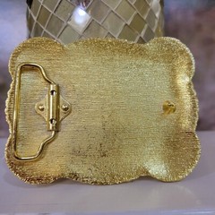 Western belt buckle 3.5 X 4 inches gold red for 2&Prime; belt zinc alloy bling
