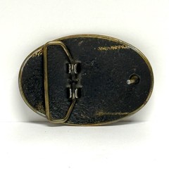 Vintage Levis Belt Buckle 1970s Brass Saddleman Cowboy Oval Western Patina USA