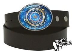 Sacred Geometry Belt Buckle – Esoteric Celestial Evil Eye Handmade Buckle – 796