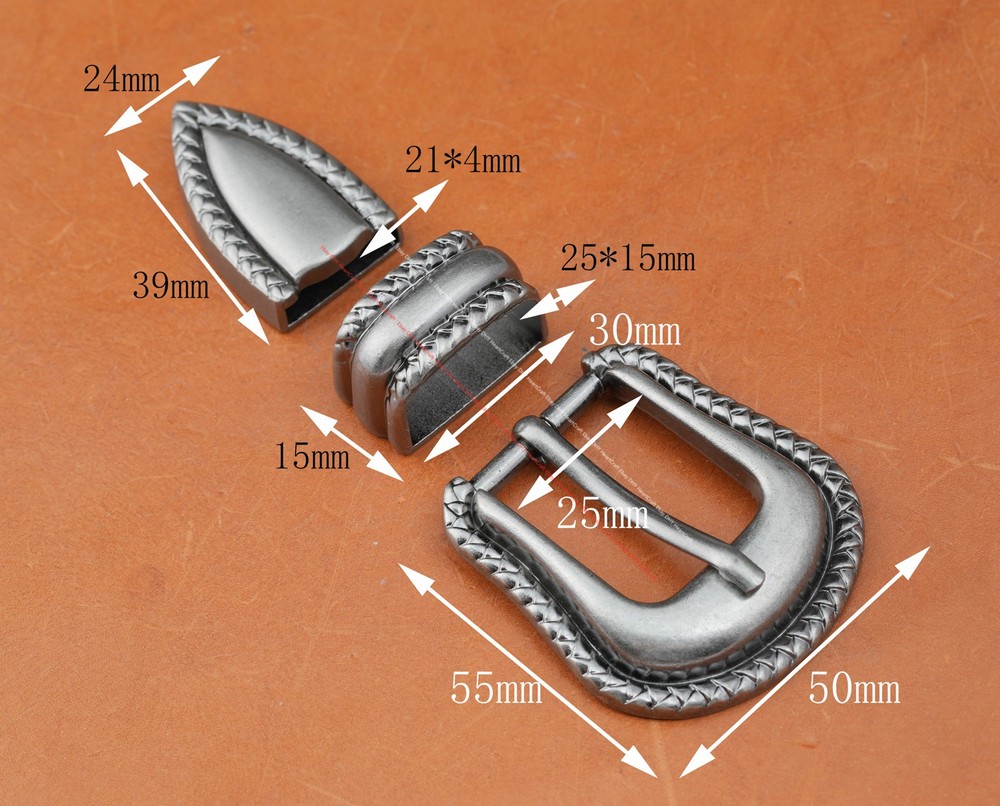 25MM Western Cowboy Leathercraft Prong Pin Belt Buckle Set 3-Piece DIY Project