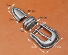 25MM Western Cowboy Leathercraft Prong Pin Belt Buckle Set 3-Piece DIY Project