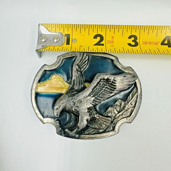 Vtg Eagle Belt Buckle Open Wing Landing Enameled, 1986 Siskiyou, Bergamot Cast