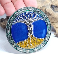 Belt Buckle Tree of Life Enamel Odin&rsquo;s Askr Embla 80mm Wide Norse Viking Buckle