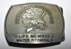 Vintage 1981 North American Hunting Club Life Member Embossed Eagle Belt Buckle