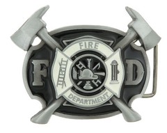 Fire Department FD Firefighter w/ Axes Enamel Belt Buckle