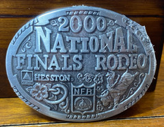 Hesston Wrangler 2000 Silver Tone NFR National Finals Rodeo Oval Belt Buckle VTG